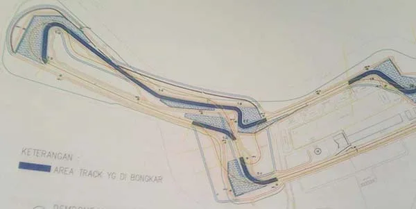Area yang dibongkar Area Sirkuit Sentul yang dibongkar