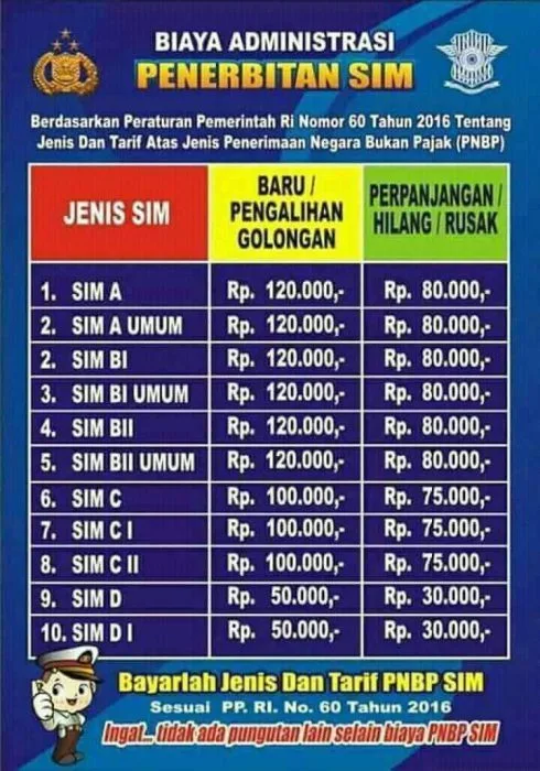 Biaya SIM 2019