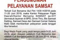 SAMSAT Libur saat Cuti bersama, Pajak yang telat saat libur lebaran bebas denda