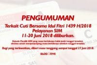 Toleransi masa tenggang Perpanjangan SIM libur Lebaran 2018