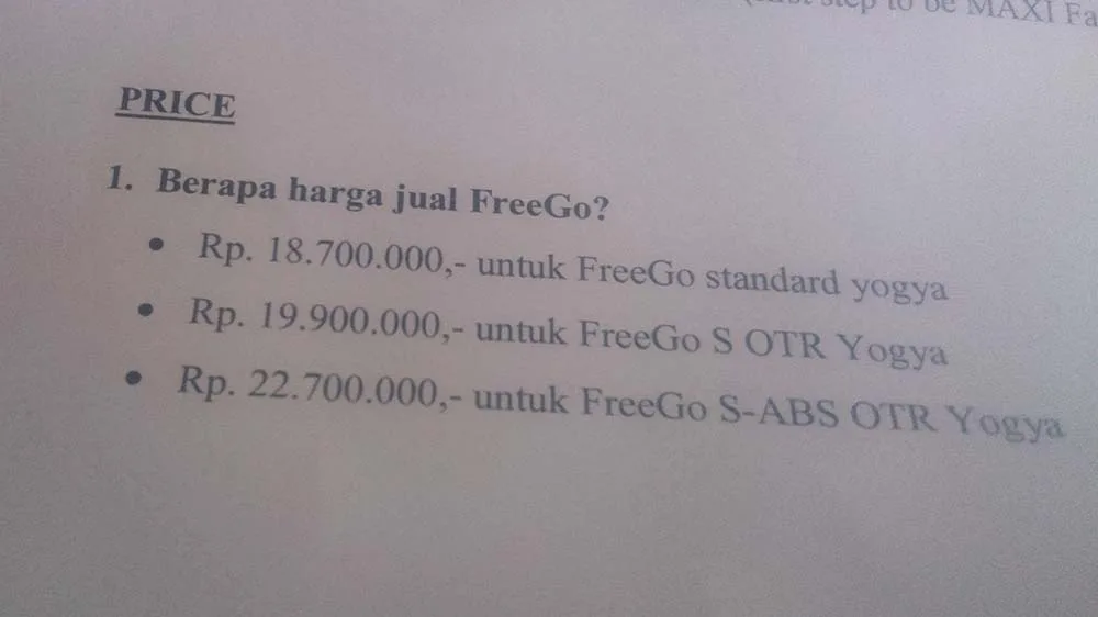 Harga Yamaha FreeGo di Jogja Harga Yamaha FreeGo di Jogja
