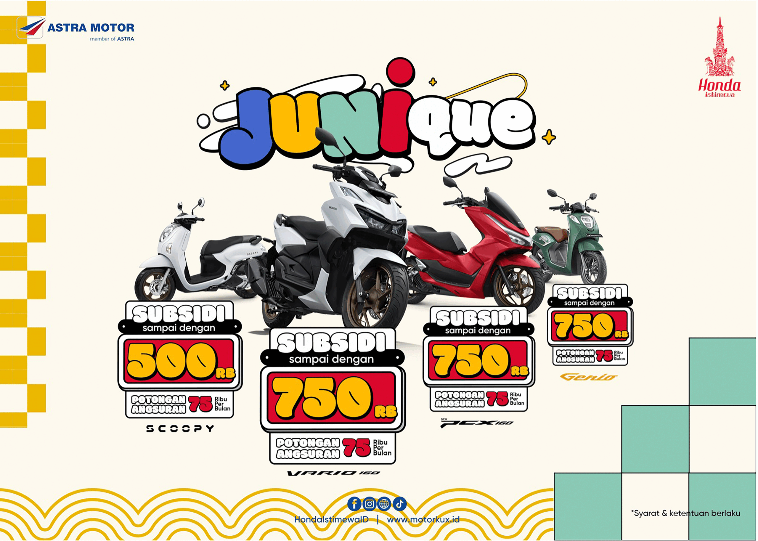 Program-JUNIQUE#1 Promo JUNIQUE Dari Astra Motor Yogyakarta Segarkan Pertengahan Tahun Pecinta Sepeda Motor Honda