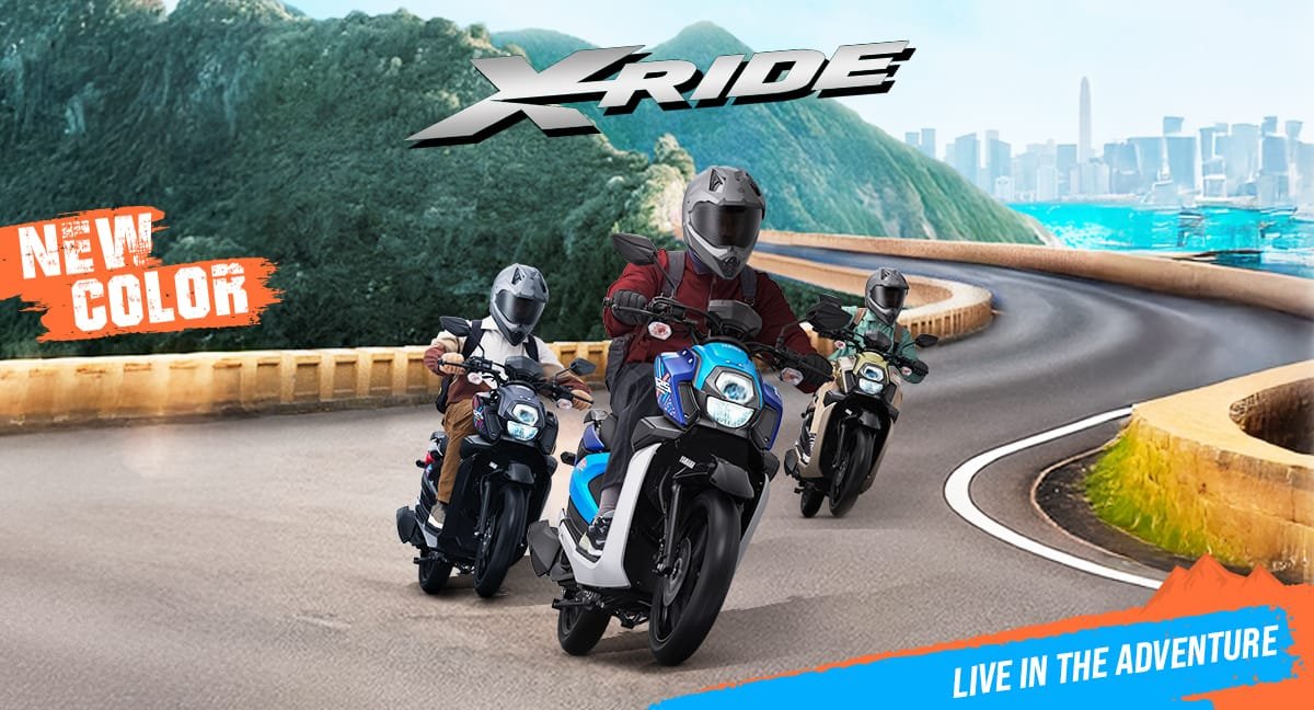 X-Ride 125 New Color Yamaha memasarkan X-Ride dengan varian warna Blue, Sand, dan Black Red dengan harga Rp 20,785,000. Harga tersebut merupakan rekomendasi harga On The Road Jakarta. Untuk informasi lebih lanjut terkait porduk, silahkan mengunjungi website resmi Yamaha Indonesia di https://www.yamaha-motor.co.id/product/x-ride/